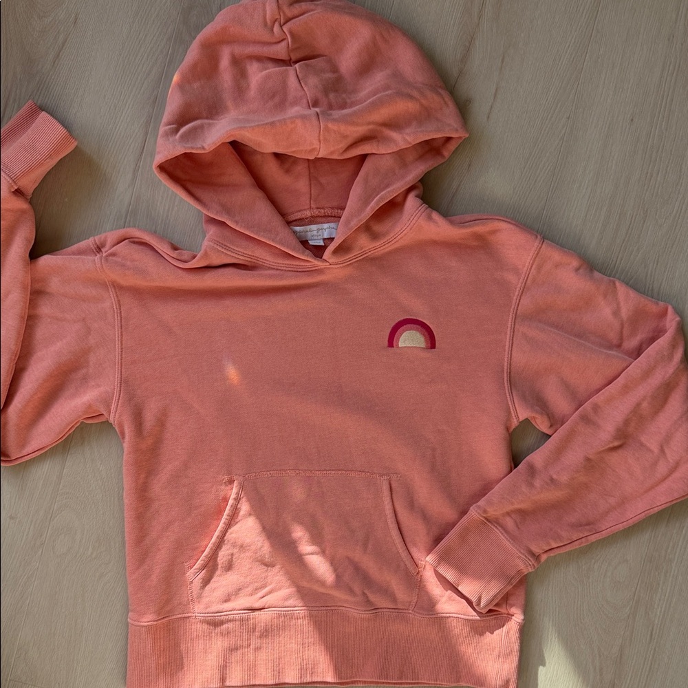 Spiritual Gangster Coral Hoodie with Rainbow Detail
